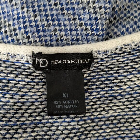 NEW DIRECTIONS Blue/White Chevron Soft Pullover Sweater; 1/2 Sleeves; Size XL - Picture 3 of 4